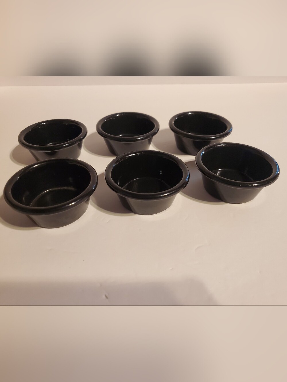 6 Black Dipping Sauce Cups,Smooth Melamine Ramekins